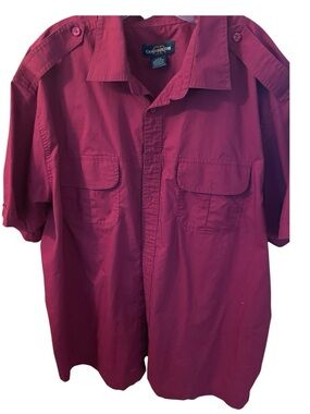 Men’s Burgundy Short-Sleeve Utility Shirt 2XL